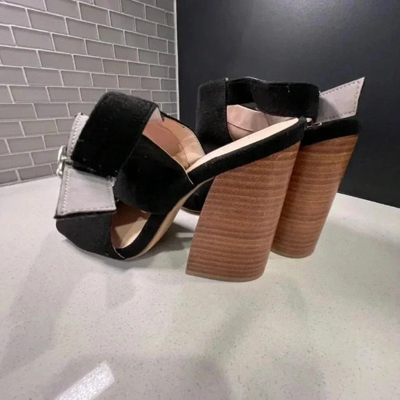 Madden Girl Black Suede Open Toe Heels Size 10 - Picture 5 of 12